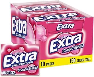 Classic Bubble Sugarfree Gum (Pack of 10)