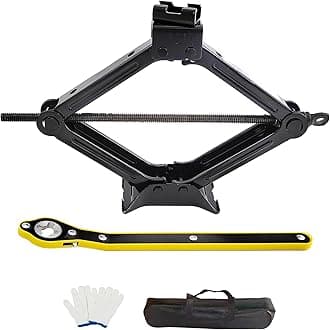 Scissor Car Lift Jack 2 Ton (4409 lbs) for Sedans, MPVs & SUVs, Compact Portable Kit Vehicle Roadside Emergency Tool Tire Change with Ratchet Wrench (2T)