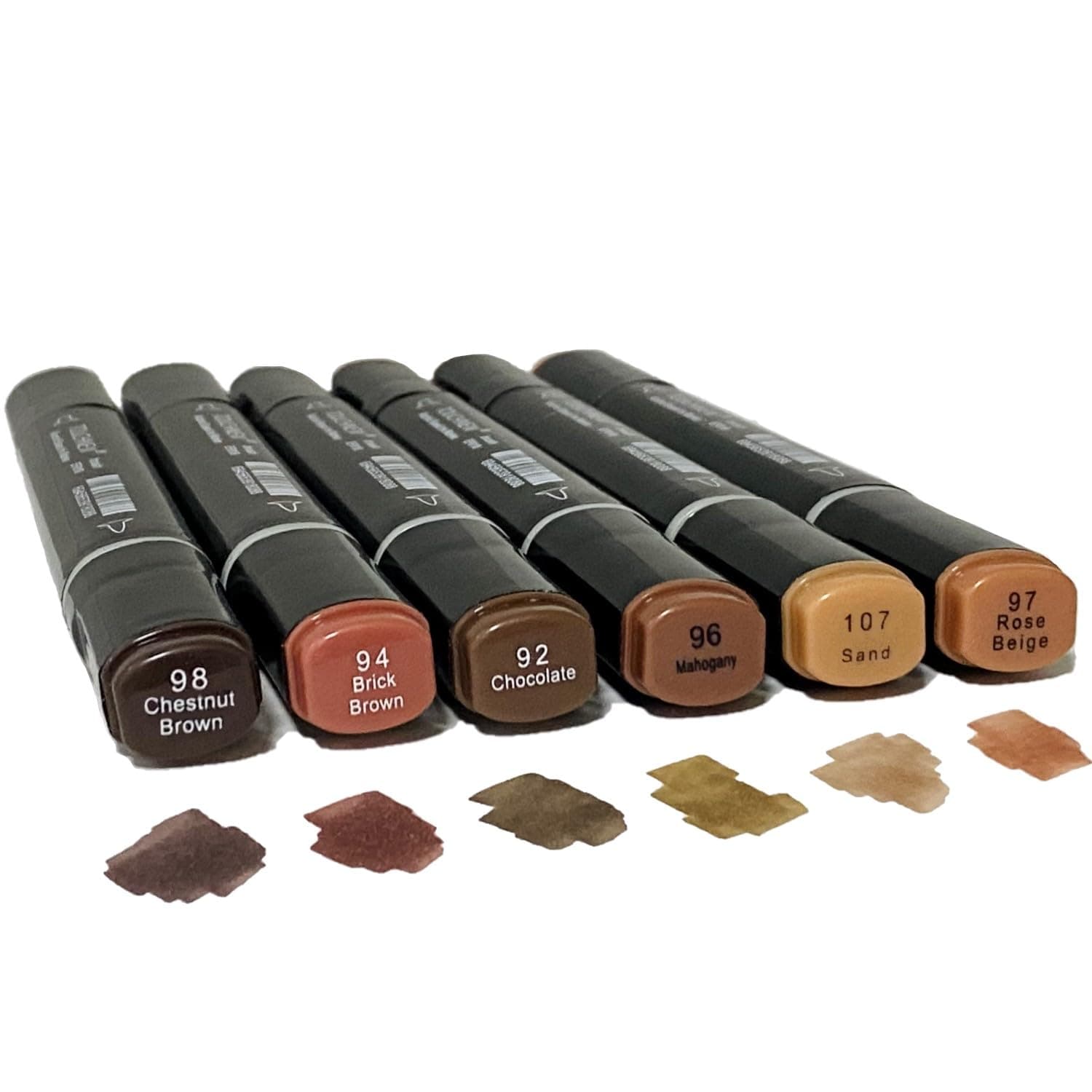 6PCS Skin Tone Markers Set, Double Tipped Soft Fine Tips and Brush Art Marker Set for Artist Adults Coloring Sketching (Deep)