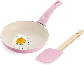 GreenLife 8" Frypan with silicone spatula, bamboo handle, pink