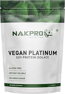 NAKPRO 100% Soy Protein Isolate, Chocolate - 1kg | 25.3g Protein, 4.6g BCAA | Natural Vegan Plant Protein Powder | Easy To Digest | All Essential Amino Acids for Muscle Gain and Recovery