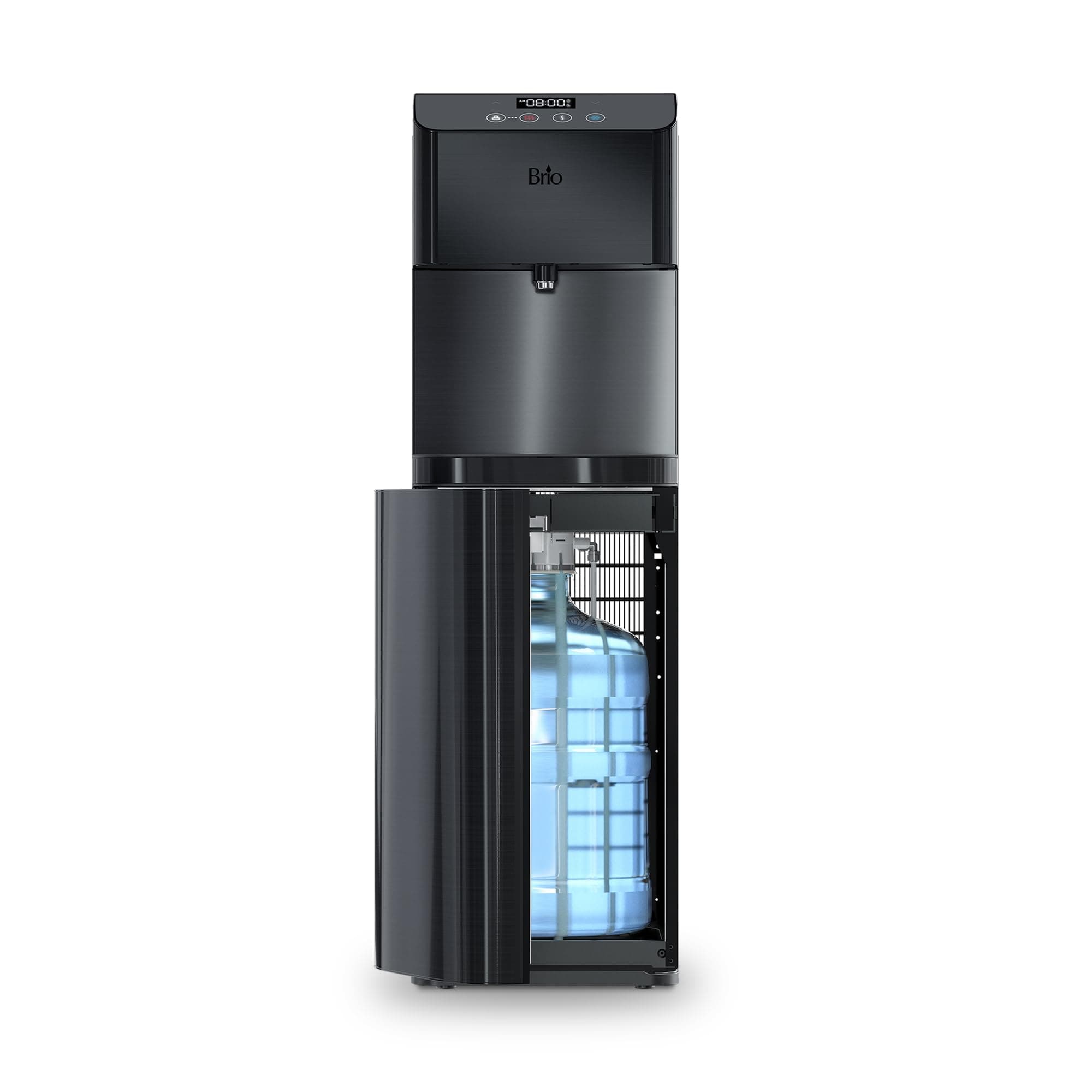 CLBL720SCBLK Moderna Self Cleaning Bottom Load Hot, Cold & Room Water Cooler - New Black Stainless Steel - Tri Temp W/Touch Dispenser Feature