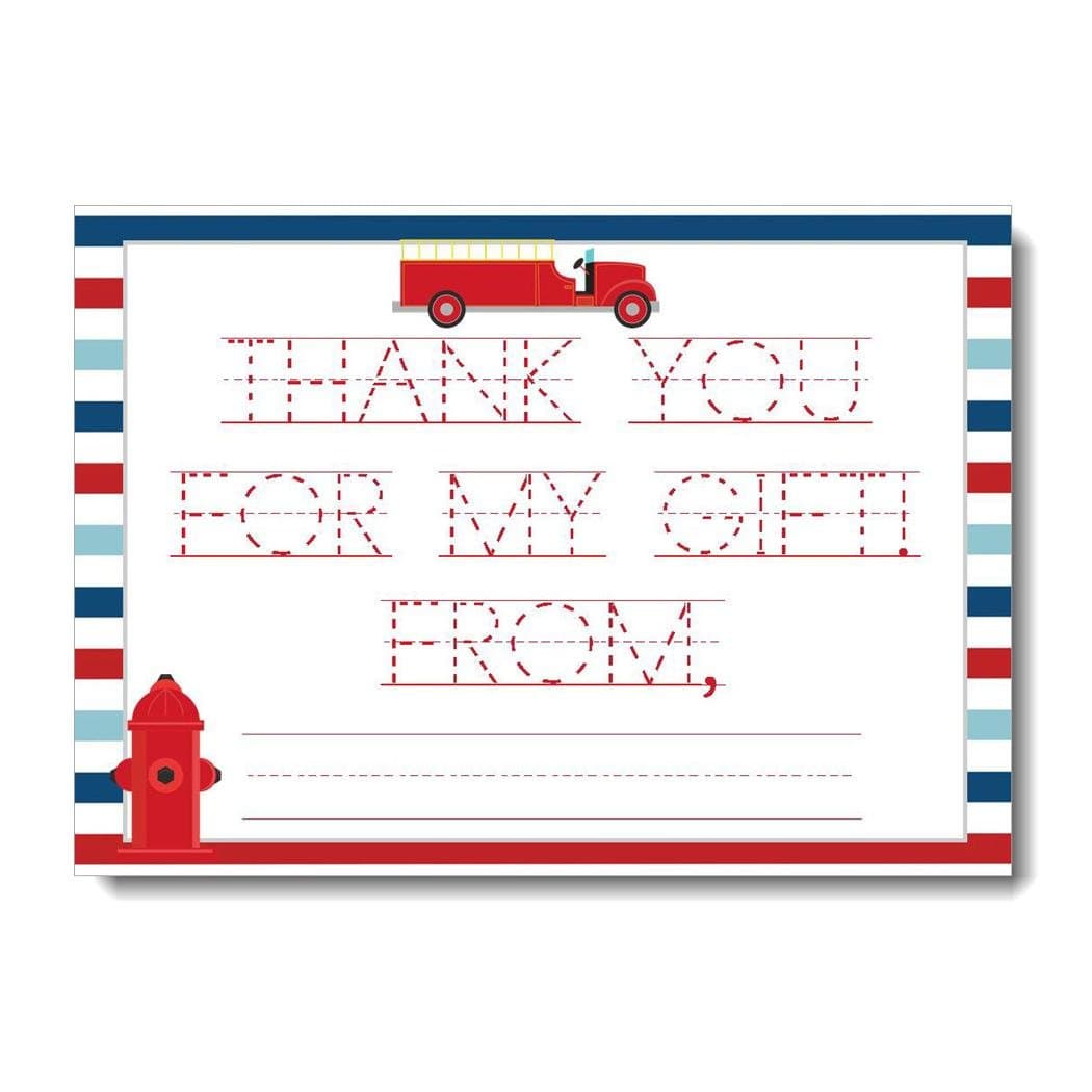 Letter Learning Fireman Thank You Notes, Firetruck Thank You Notes for Kids ([12] 7" x 5" Flat Thank You Note Cards and Envelopes Included)