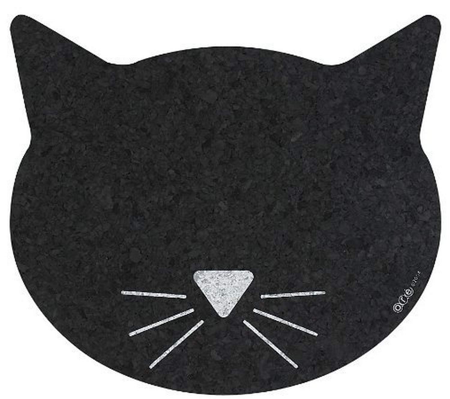 Kiki N Pooch Pet Feeding Mat Cat Face - Flexible and Easy to Clean Feeding Mat - Non-Slip Waterproof Feeding Mat for Dog/Cat Food & Water Bowls Nontoxic Rubber Grey
