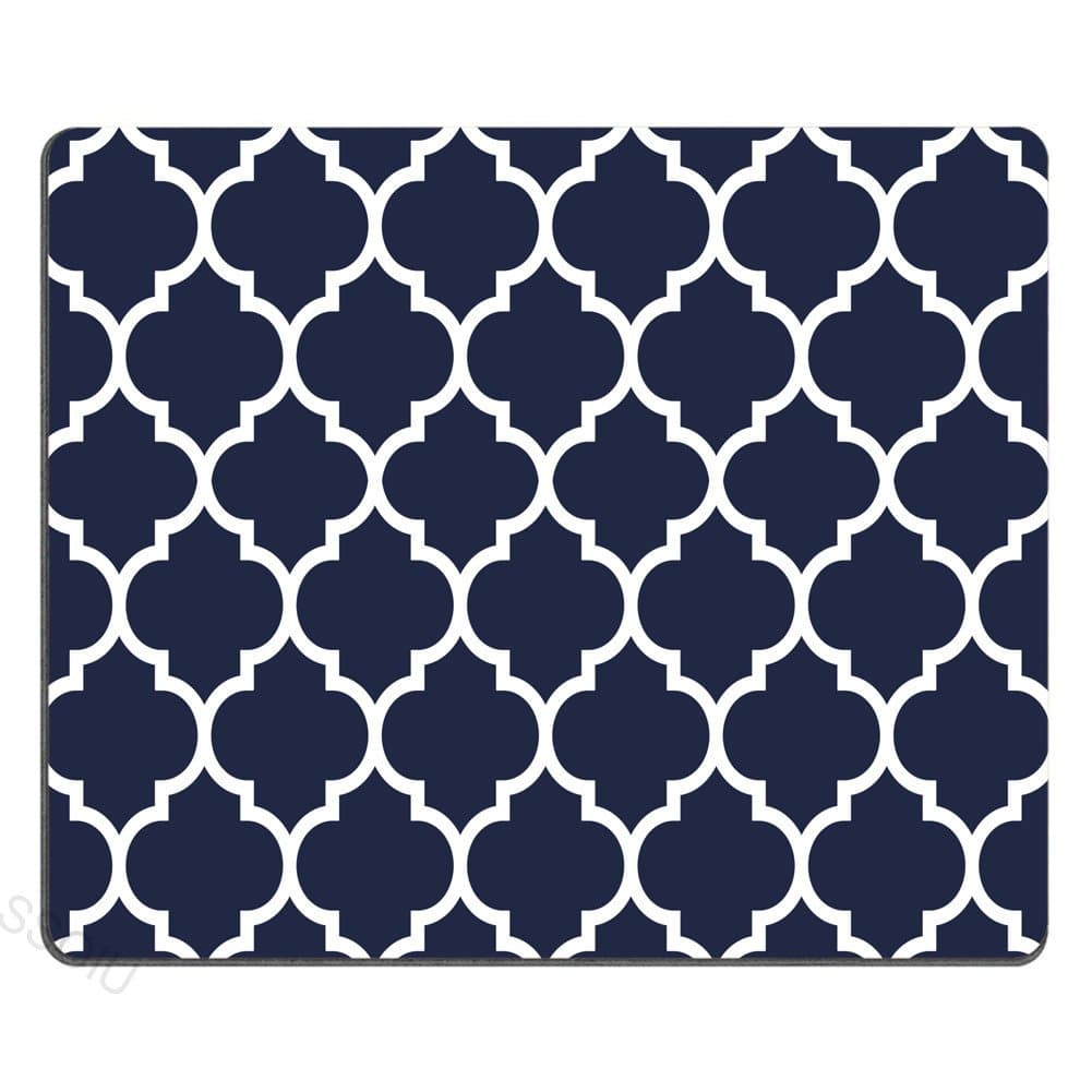 Gaming Mouse Pad Custom,Modern Navy Blue Quatrefoil Mouse Pad 9.5 X 7.9 inch (240MM X 200MM X3MM)