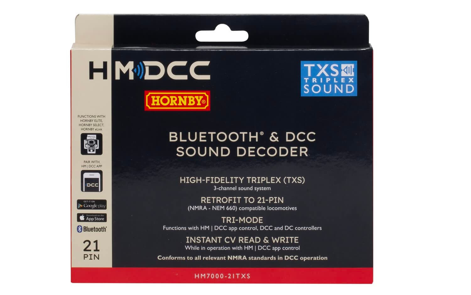 R7322 HM7000-21TXS: Bluetooth® & DCC Sound Decoder (21-pin) - Hornby Accessories for 00 Gauge Track & Train Sets - Compatible with Select Hornby Model Trains, White