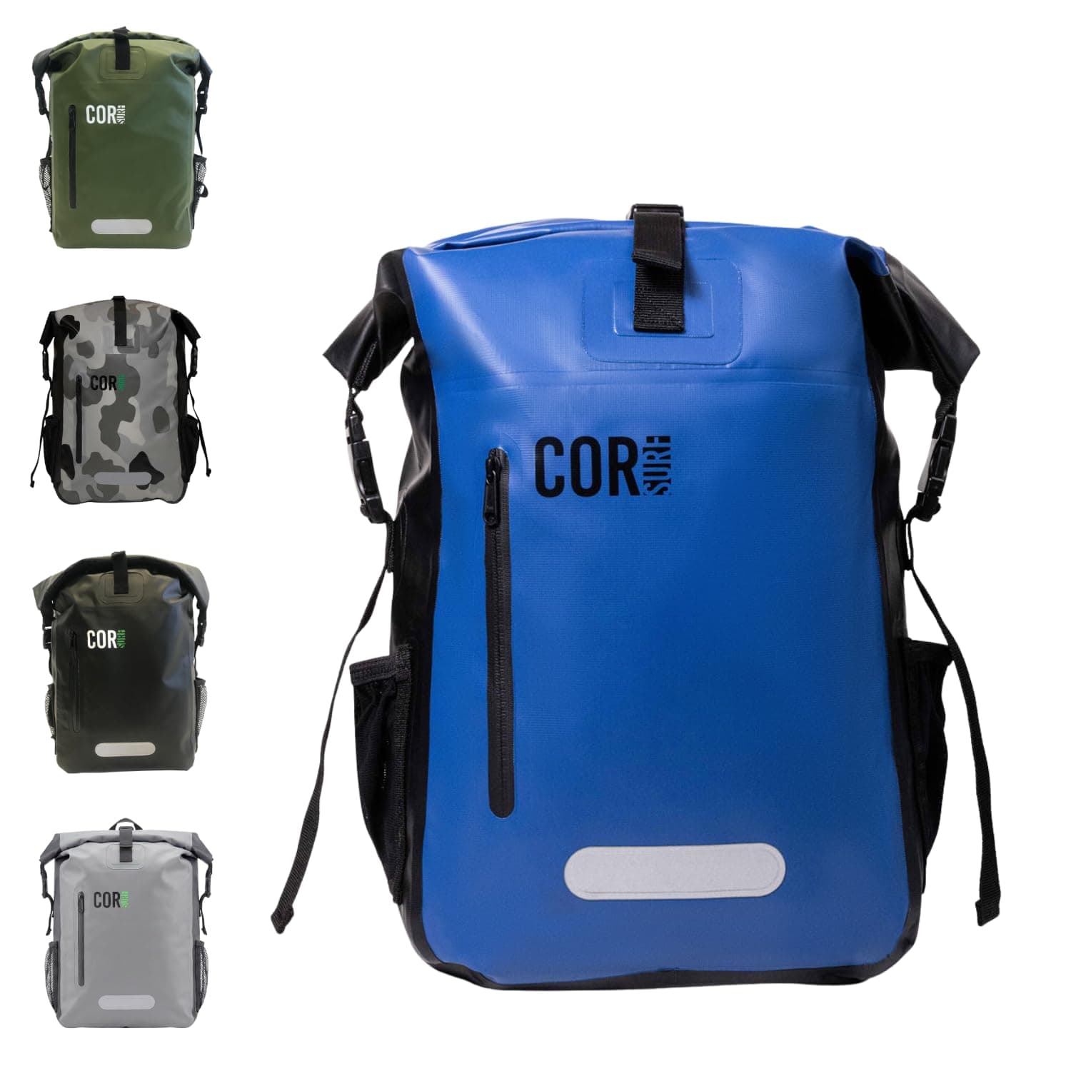 COR Surf Waterproof Dry Bag Backpack with Padded Laptop Sleeve Heavy Duty Roll-Top Pack (Dark Blue, 25L)