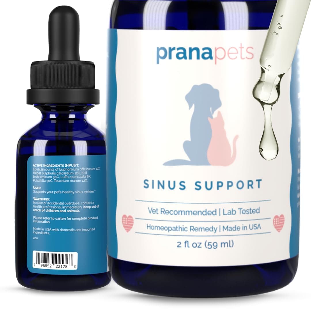 PranaPets Sinus Support Liquid Supplement for Pets | Naturally Supports Cat & Dog Sinus Relief | Natural Formula for Congestion