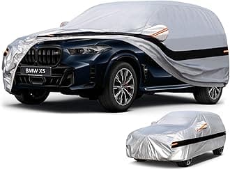 10 Layers SUV Car Cover Custom Fit for BMW X5 (2007-2024) Waterproof All Weather for Automobiles, Outdoor Full Cover Rain Sun UV Protection.Silver