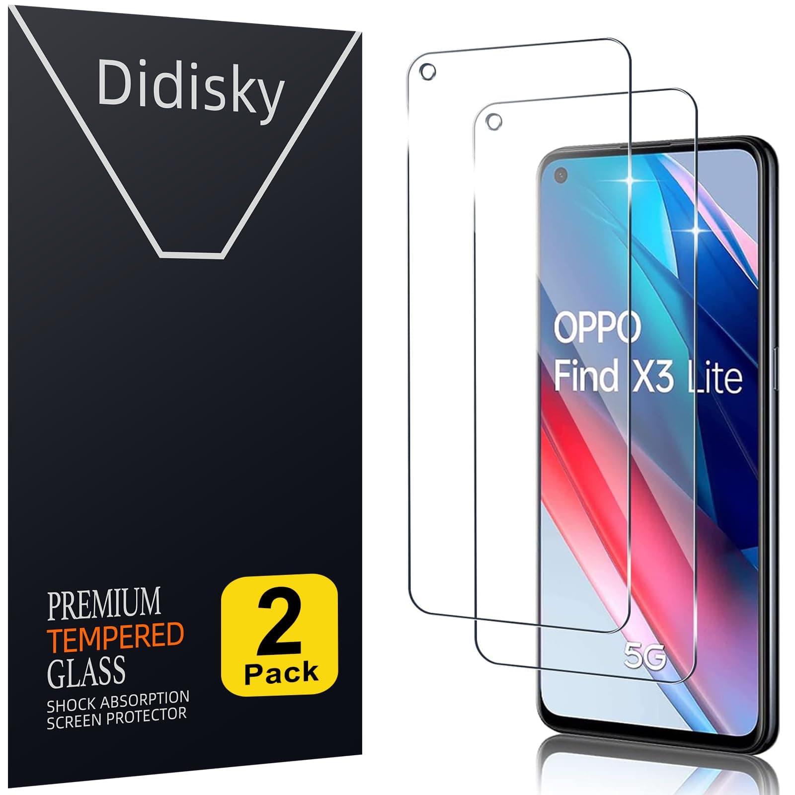 Tempered Glass Screen Protector for OPPO Find X3 Lite, [2 Pack] Screen Protector,Soft Touch,Easy to Clean,Easy to Install,Transparent