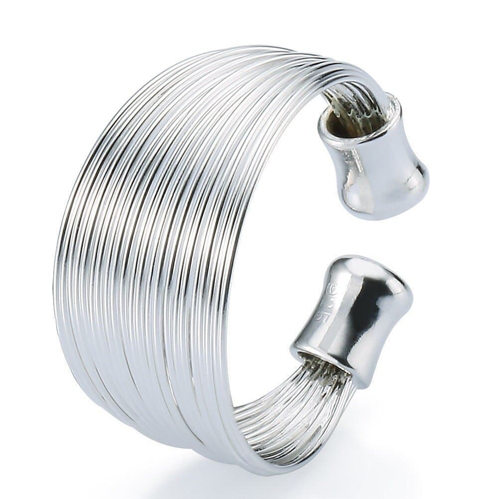 Top quality silver plated adjustable Fashionable Elegant ring with open Poly line