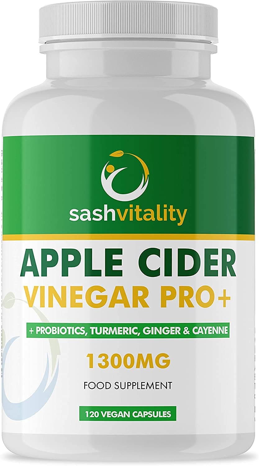 Raw Apple Cider Vinegar Complex 1300MG with Turmeric, Ginger, Probiotics 200 Billion & Prebiotics, Cayenne Pepper, Turmeric, Ginger, Black Pepper & Flaxseed - 120 Vegan Certified Capsules | UK Made