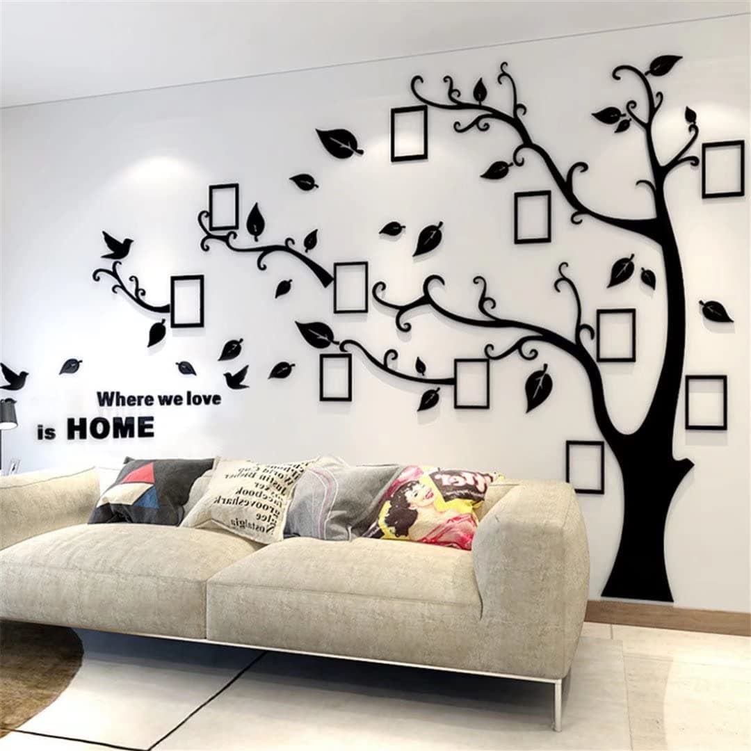 guangmu 3D Tree Wall Stickers DIY Wall Stickers Tree Arts Decorations for Living Room Bedroom (Black Left, XL: 200 x 276 cm)