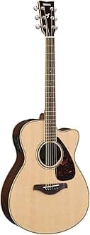 FSX830C Small Body Solid Top Cutaway Acoustic-Electric Guitar, Natural