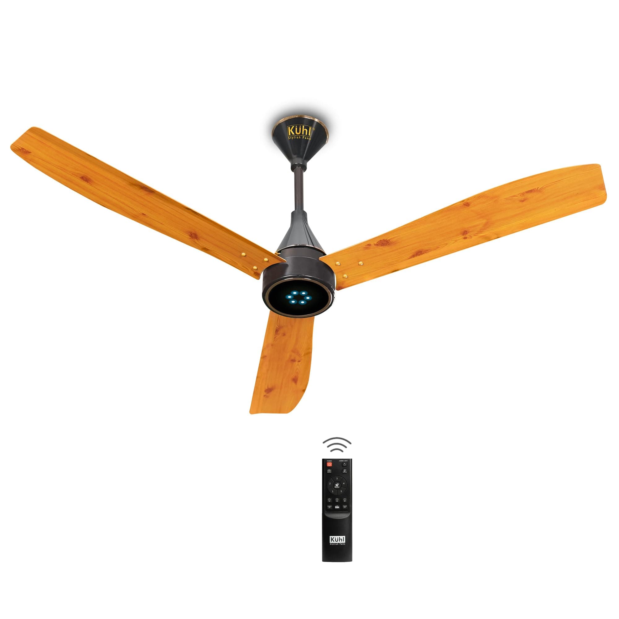 KUHL Arctis A8 1200 mm BLDC 65% Power Saving BLDC Ceiling Fan With Remote | BEE 5 Star Rated & ISI Marked | High Air delivery with LED Indicators | 5 Year Warranty on Motor | Pinewood