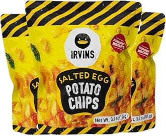IRVINS Salted Egg Potato Chips Crisps – Premium Hand Cooked, Halal, Keto-Friendly, High Protein Snack, Dangerously Addictive, Real Salted Egg, Made in Singapore (3.3 oz, Pack of 3)