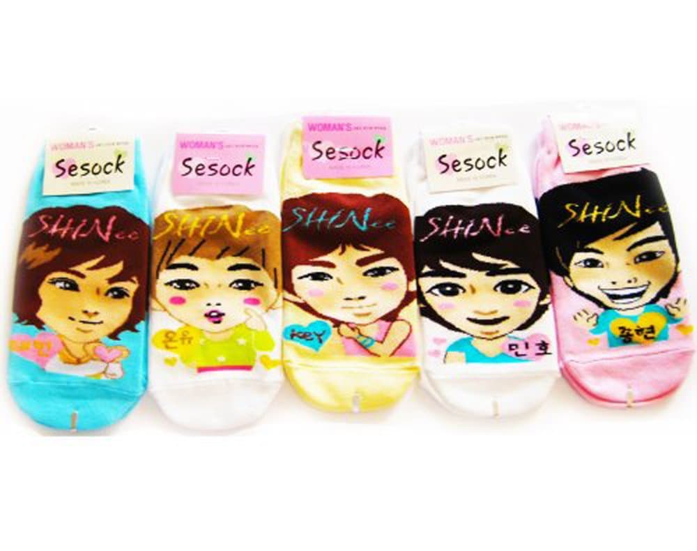 Shinee Kpop Socks 5 Pairs Featuring Onew, Jonghyun, Key, Minho & Taemin (sesock)