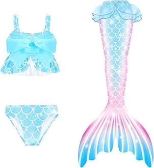 3Pcs 𝙂‭i‭r‭l‭s Sw‭imsuit 𝙈‭e‭r‭m‭a‭i‭d 𝙏‭a‭i‭l for Swimming Gradient Bikini Bathing Suit Set Cosplay Clothing Set