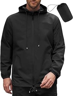 COOFANDYRain Jacket Men Packable Waterproof Raincoat with Hood Lightweight Windbreaker for Hiking Cycling Golf
