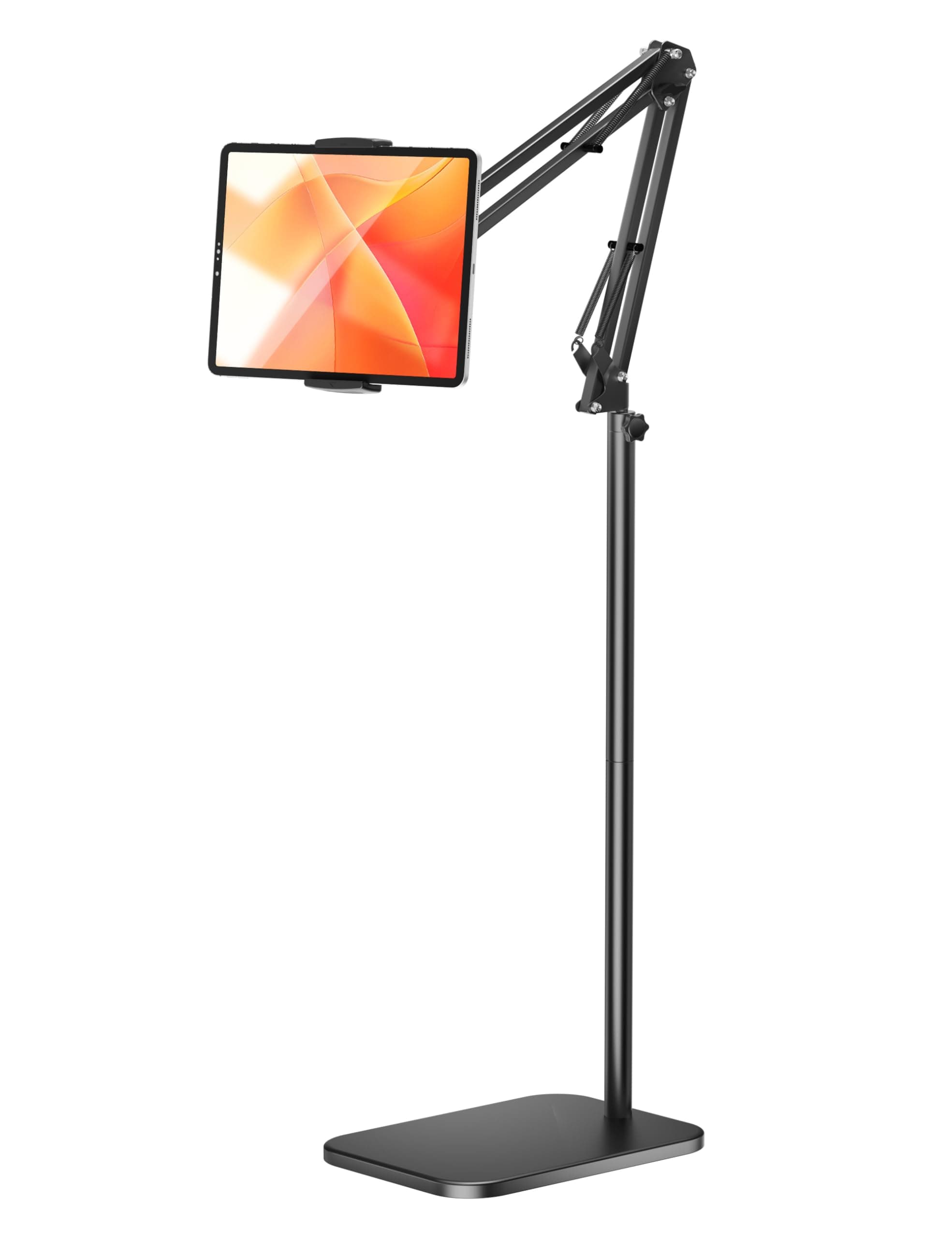 Tablet Floor Stand with 4.5LB Heavy Metal Base,Overhead Bed Phone Stand Angle Height Adjustable Holder, Universal Phone Mount for iPad iPhone Pro Air Mini, Samsung Tab, Kindle, E-Readers...