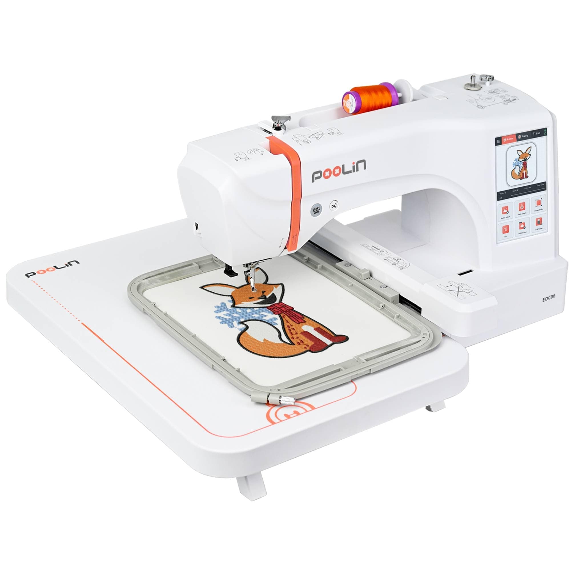 EOC06 Embroidery Machine,11"x7.9",7.9"x7.9",5.5"x5.5" Embroidery Area,Computerized Embroidery Machine for Beginners Gifts,7" Touchscreen,200 Built-in Designs,USB & Wireless