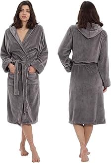 Bathrobe for Women Super Soft Plush Fleece Spa Shower Bath Gown for Women-Knee Length Lightweight Robes and Microfiber