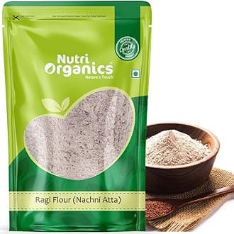 Nutri Organics Ragi Flour, 2kg (1kg x 2) |100% Natural | Finger Millet Flour | Nachni Atta | Kelvaragu Flour | Rich in Calcium & Protein