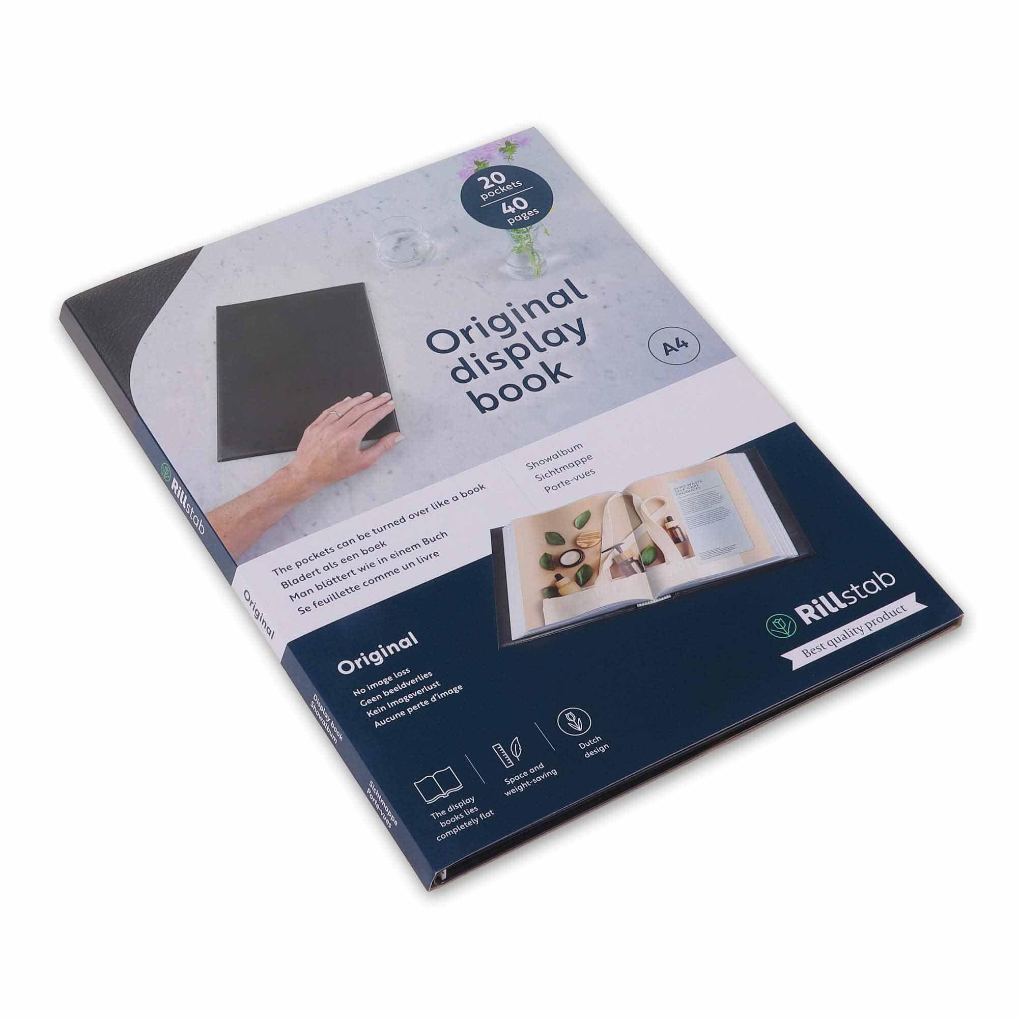 Original Display Book (20 Transparent/Clear Pockets) | A4 Front Page Ring Binder Portfolio & Project Presentation Folder for Meetings & Conferences| Poly Clear Pocket Folder | Black | 99424