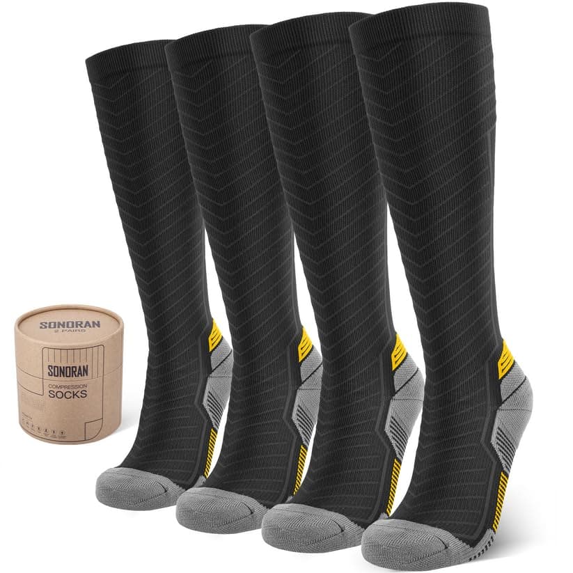 SONORANSONORAN Compression Socks for Men & Women (2/4/6 Pairs) 20-30 mmHg Graduated Compression Knee High for Running, Athletic