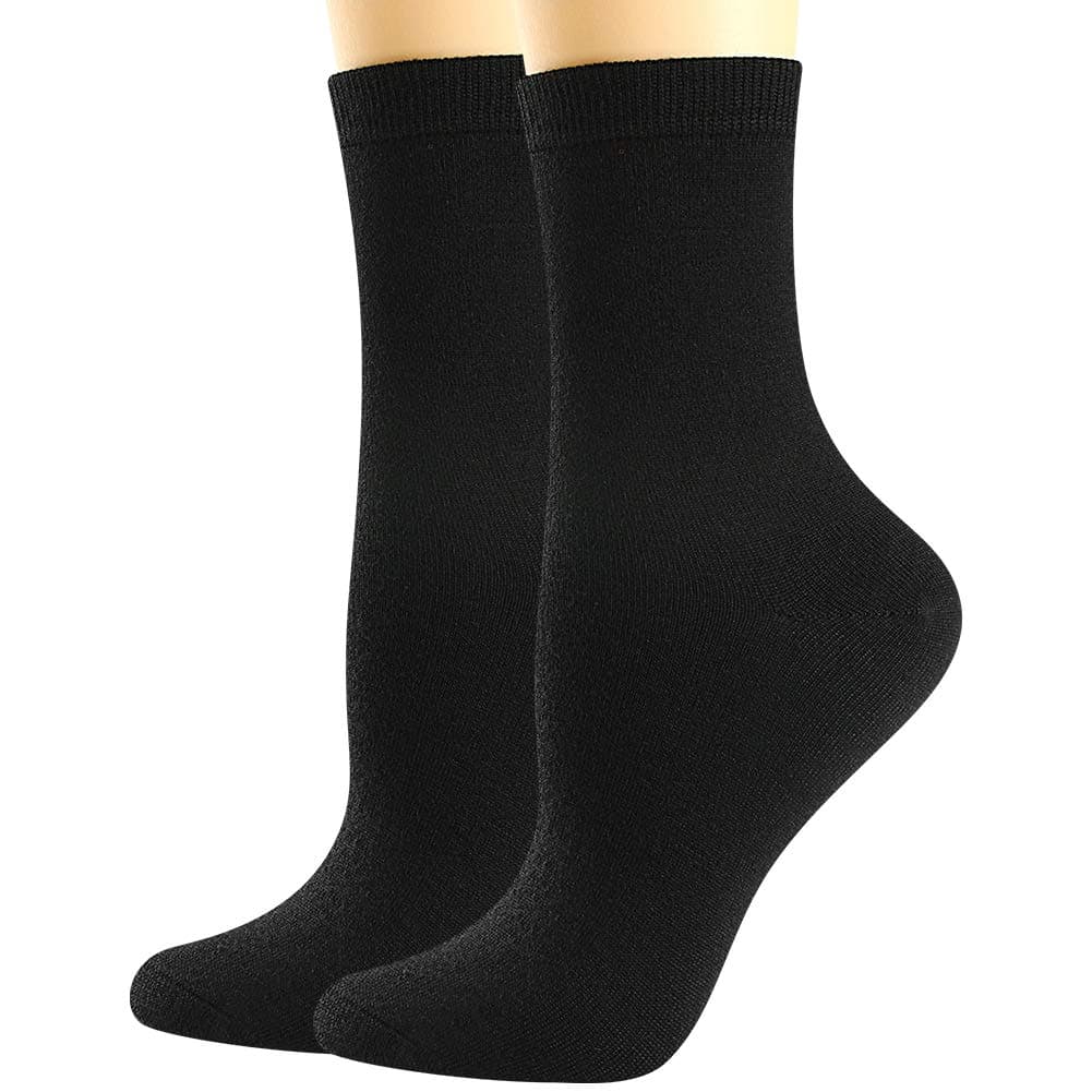 Thin Merino Wool Boot Socks for Women, Warm Black Winter Cozy Comfy Breathable Dress Crew Hiking Socks Womens