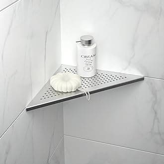 Corner Shower Shelf, 304 Stainless Steel 12" Brushed Recessed Bathroom Shelf, Grout in Shelf for Tiled Wall, Large Size