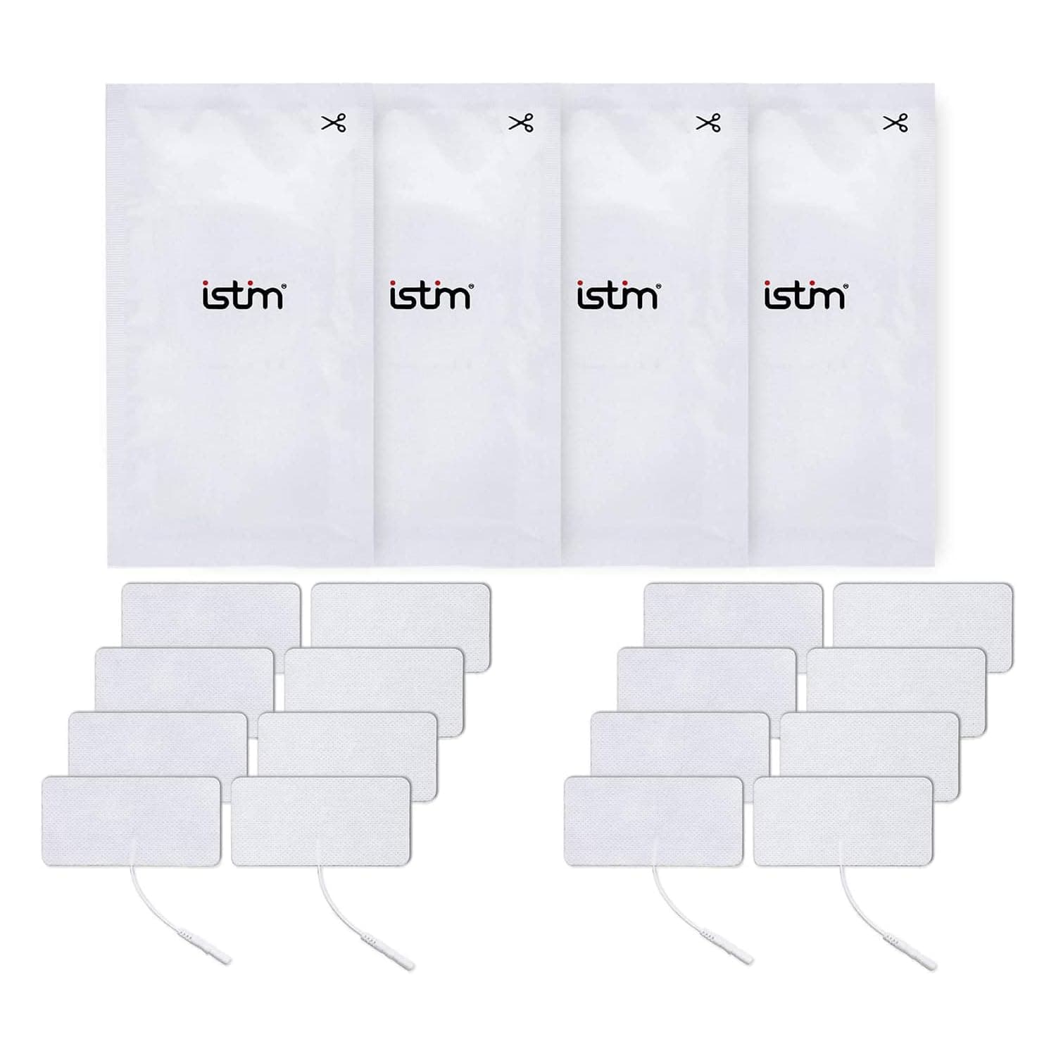 TENS Electrodes for TENS-EMS Devices, Super Soft Self Adhesive 5 x 10 cm with 2mm Plug, Electrode Pads for Pain Treatment, Muscle Growth, Toning and Massage (5 x 10 cm, Pack of 16)