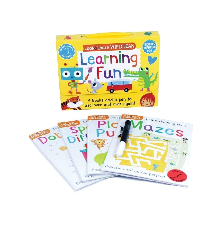 Learning Fun: Four Books and a Pen to Use Over & Over Again! (Look & Learn Wipe-Clean Books) Hardcover – April 1, 2017