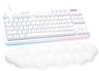 Logitech G713 Wired Mechanical Gaming Keyboard with LIGHTSYNC RGB Lighting, Linear Switches (GX Red), and Keyboard Palm Rest, PC and Mac Compatible, White Mist