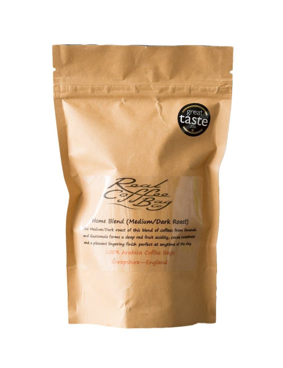 Home Blend Medium/Dark Roasted Arabica Fresh Ground Coffee Bags (25 Bags) - 225 g by Real Coffee Bag Co.