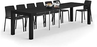 Mobili Fiver, First, Extendable Console Table 17.7(120) x35.4 in, Ashwood Black, for 4-14 People, Space-Saving Dining Table, Italian Furniture