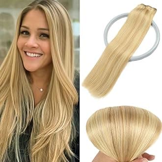 Clip in Hair Extensions Real Human Hair, 24 Inch,18/613 Dirty Blond and Bleach Blonde, Clip in 100% Brazilian Remy Human Hair Extensions 8pcs Per Set with 90g Double Weft for Women(24inch,18p613#)