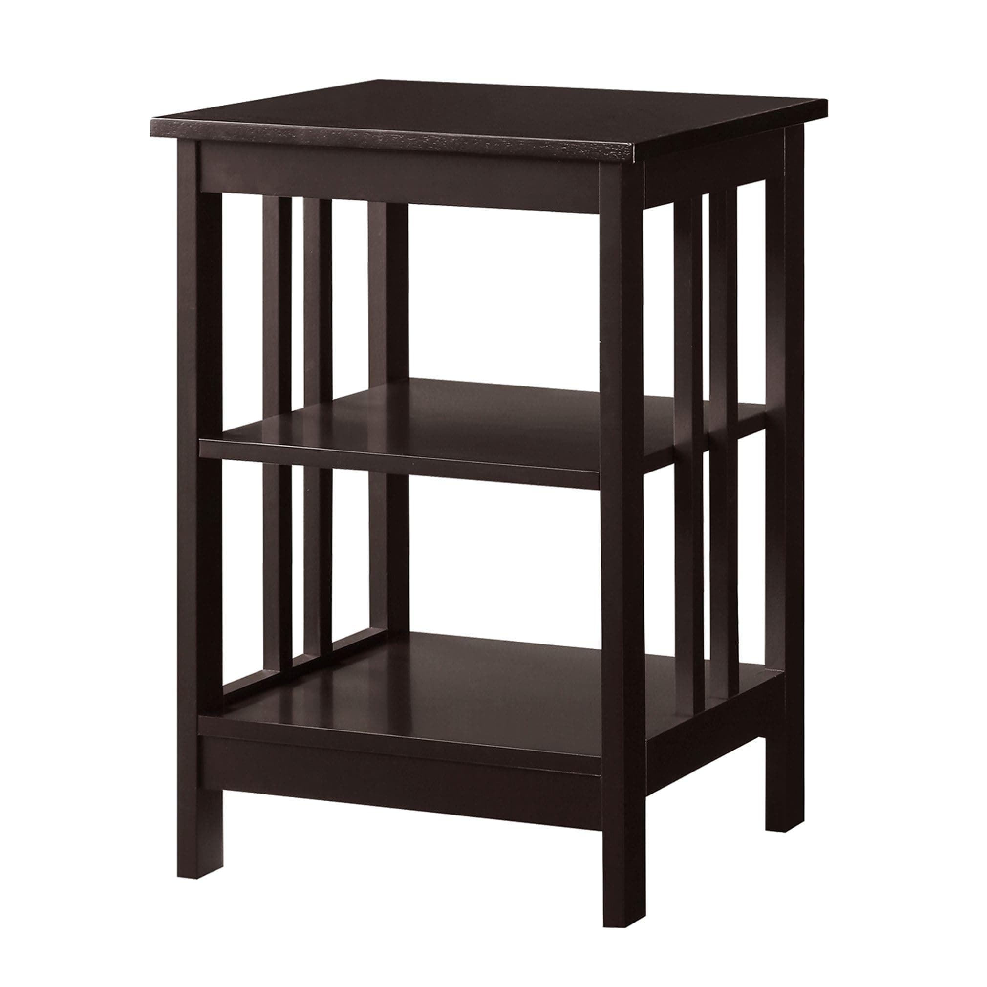 Convenience Concepts Mission End Table with Shelves, Espresso