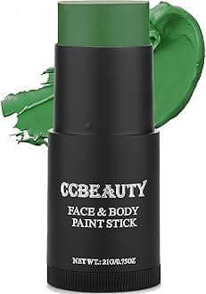 CCbeauty Green Witch Face Paint Stick,Face Painting Kit,Non Toxic SFX Makeup For Gamora Hulk Monster Halloween Costume Cosplay,Oil Based Professional FX Body Paint,Full Coverage Painting Foundation