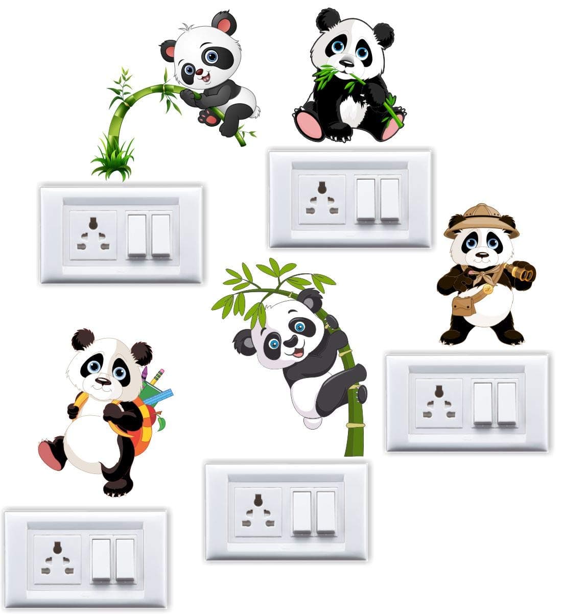 Walltech Panda Switch Board Sticker| Beautiful Design Wall Decoration Sticker