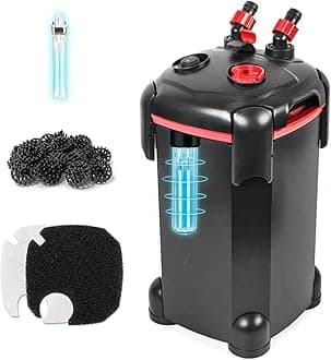 265GPH Canister Filter, 3-Stage External Aquarium Filter Ultra-Quiet Water Circulation Cleaning Machine with Media for Fish Tanks and Aquariums Up to 75 Gallons (265GPH)