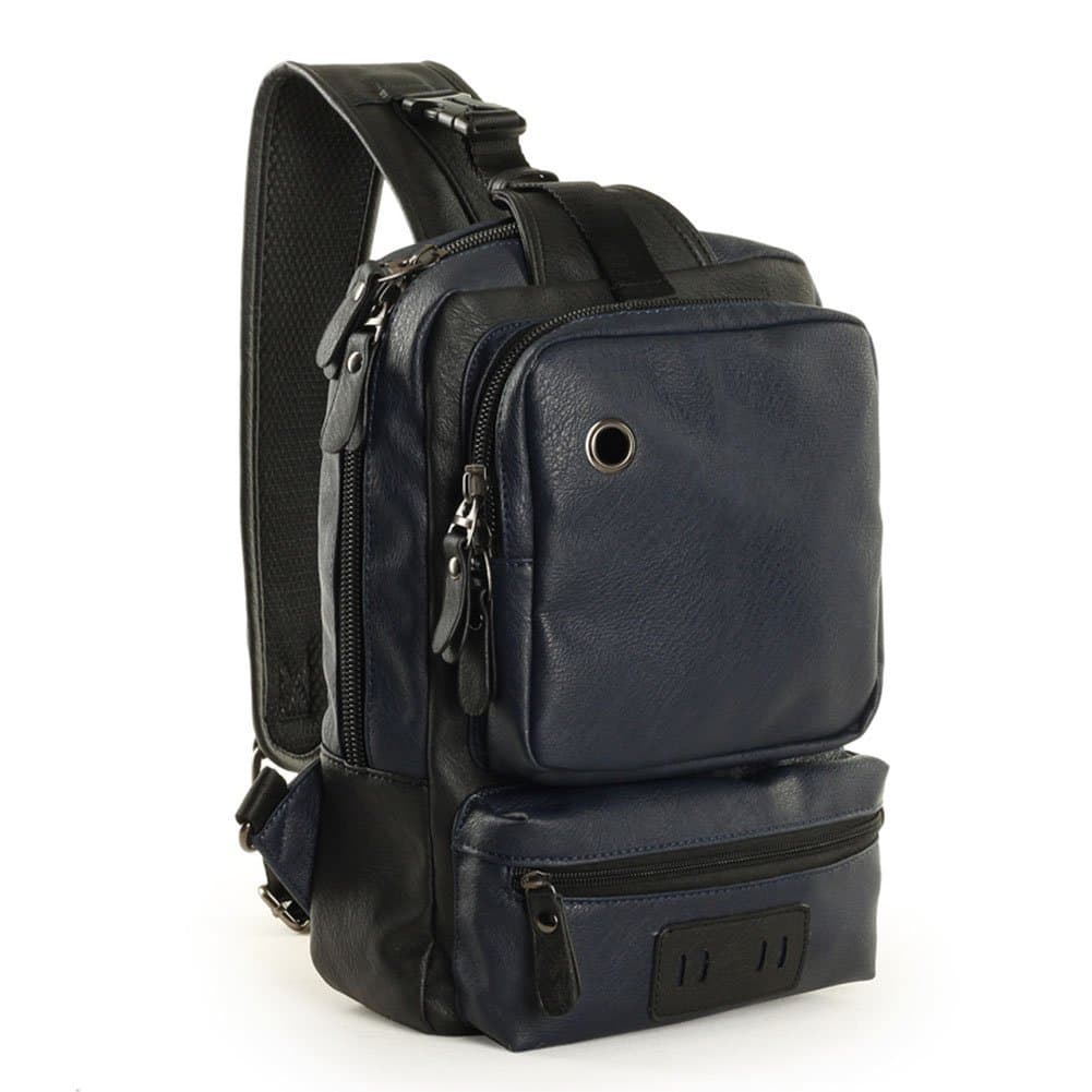 PU Leather Unbalance Single Sling Backpack Ipad Chest Bag for Men, GM-9009