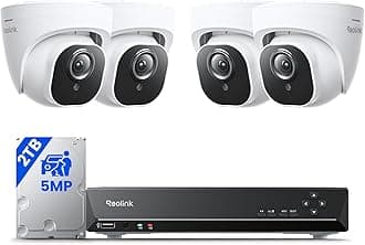 Smart 5MP 8CH Home Security Camera System, 4pcs Wired PoE IP Cameras Outdoor with Person/Pet/Vehicle Detection, 4K 8CH NVR with 2TB HDD for 24-7 Recording, RLK8-520D4-5MP