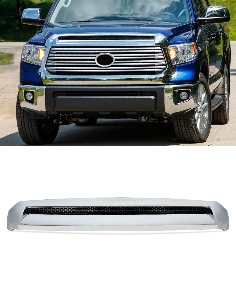 Chrome Front Upper Hood Bulge Molding Grille Trim Compatible With 2014-2021 Toyota Tundra Pickup Replace for 76180-0C030,761800C030
