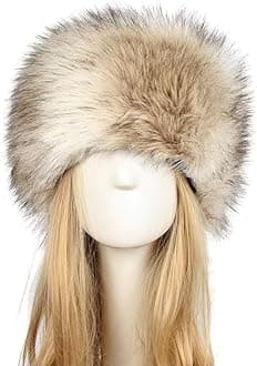 Old Dlrd Russian Hat,Winter Faux Fur Hats for Women,Warm Russian Cossack Style Hat for Ladies
