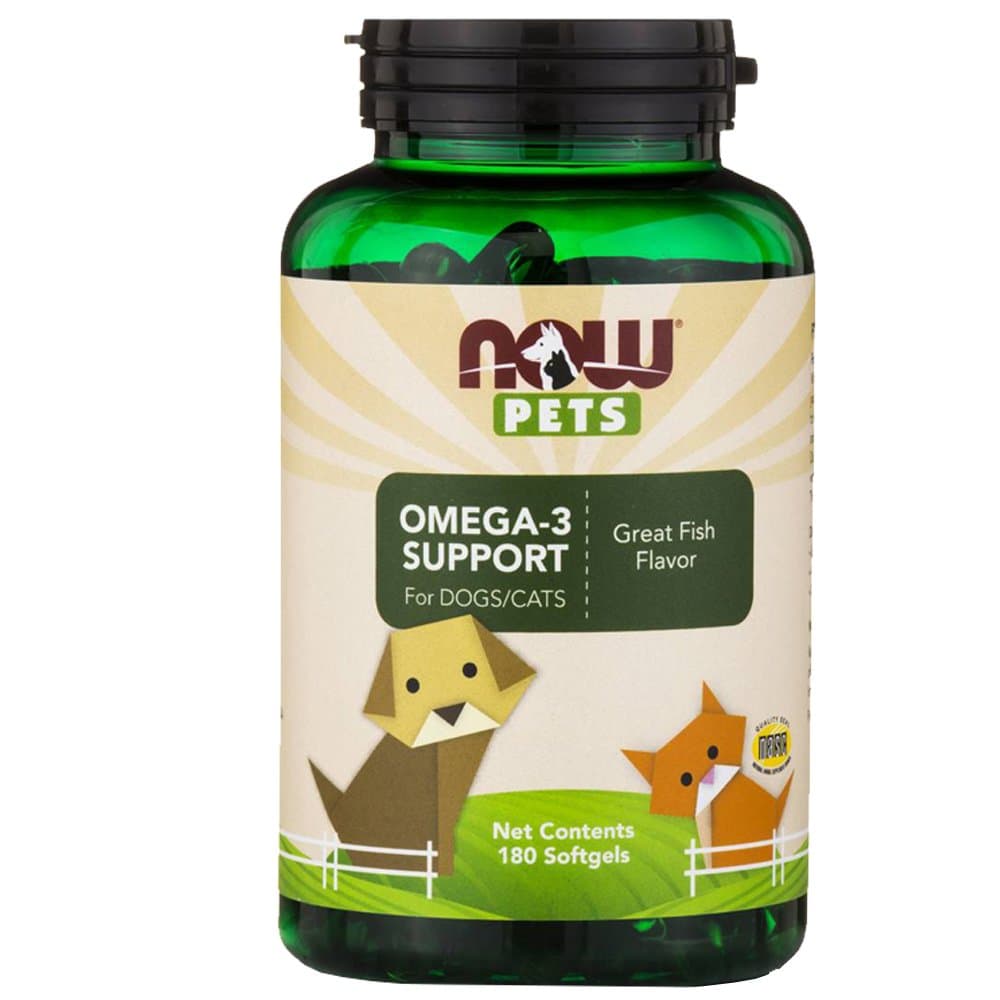 NOW Pets Omega-3 Support for Dogs & Cats x 180 Softgels - Joint health, normal brain function and normal immune response.