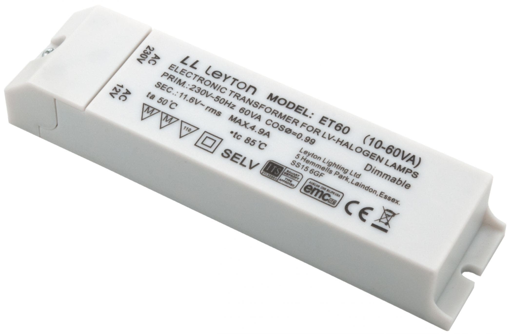 Leyton Lighting ET60FLY 10w - 60w 12v Low Voltage Halogen Transformer Fly Lead