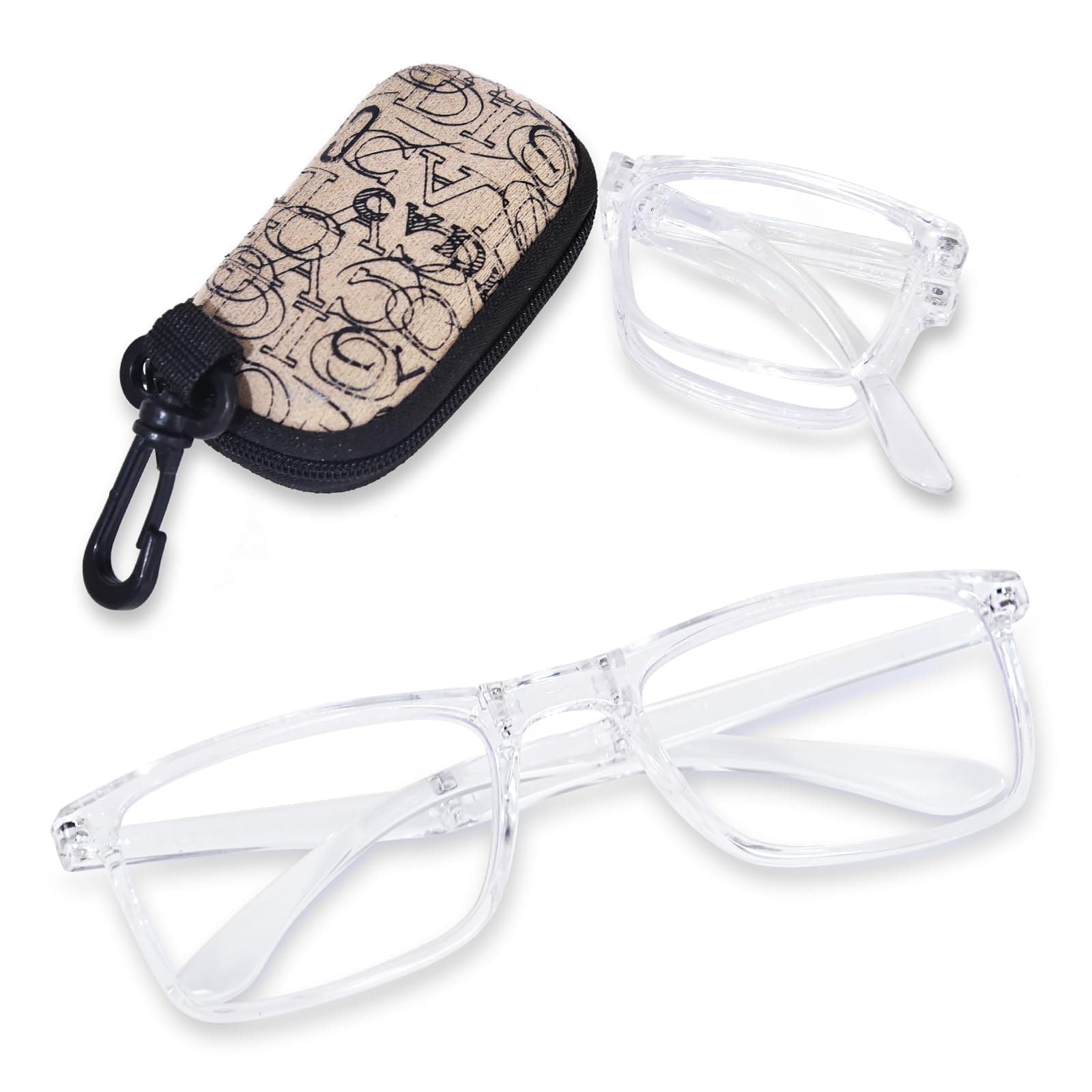 OPTOFENDY Folding Reading Glasses for Women Men, Small Spring Hinge Readers, Portable Blue Light Glasses with Zipper Case