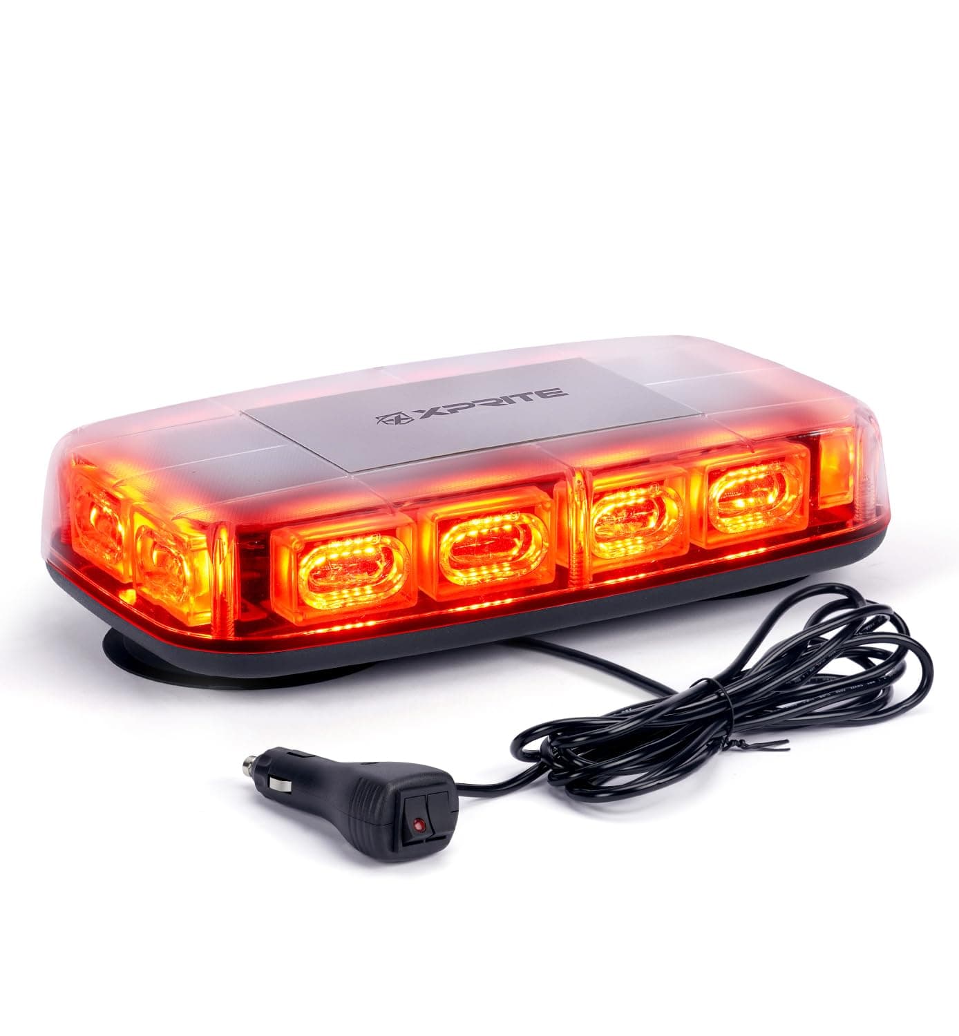 Xprite Upgraded 12" 72LED Rooftop Mini Strobe Lights, Emergency Safety Flashing Beacon Light Bar with Magnetic Base for 12V-24V Construction Vehicles, Trucks, Snow Plow, Postal Car (Red)