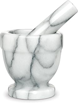 Harold Import Co 43755 HIC Mortar and Pestle, Solid Marble, White